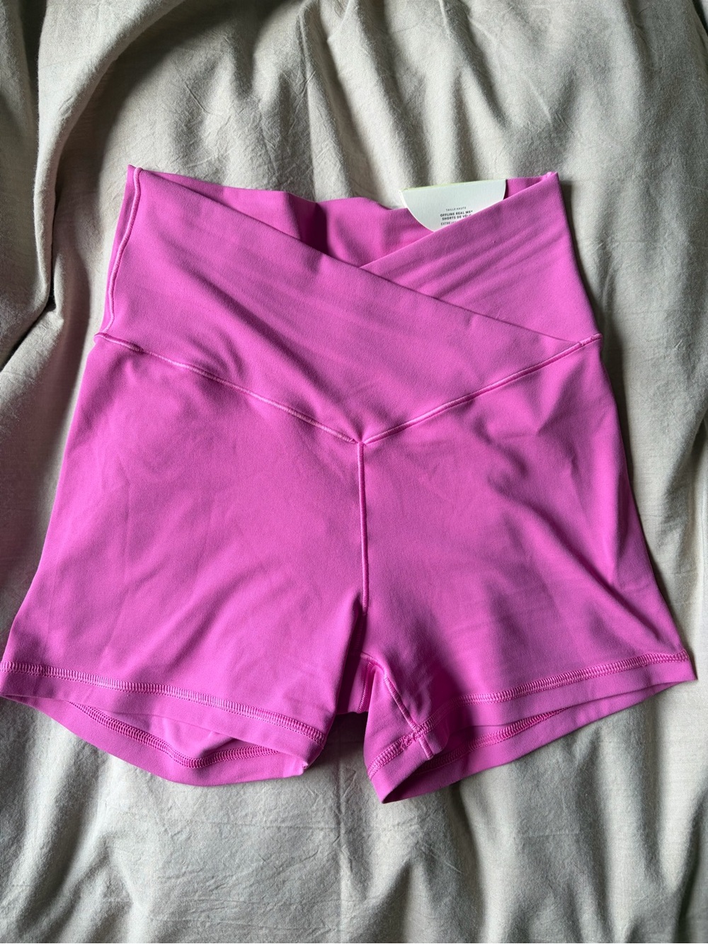 aerie High-Waist Hot Pink Crossover Waist Shorts